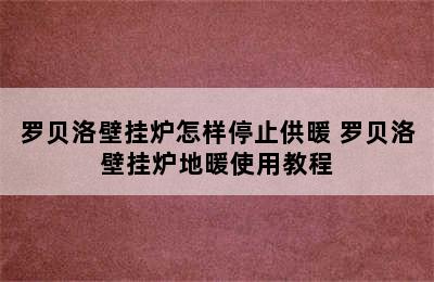 罗贝洛壁挂炉怎样停止供暖 罗贝洛壁挂炉地暖使用教程